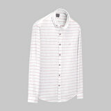 GOIAS UZUN KOL ÇİZGİLİ KIRMIZI GÖMLEK