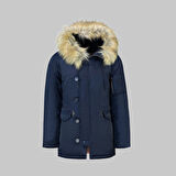 Kürk Kapüşonlu Mavi Kaban