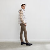 Çıkma Kapüşonlu Dolum Taş Rengi Yelek