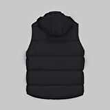 Çıkma Kapüşonlu Dolum Siyah Yelek