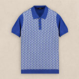 POLO YAKA KISA KOL SAKS DESENLİ TRİKO