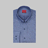 CARINA DESENLİ İNDİGO MAVİ GÖMLEK