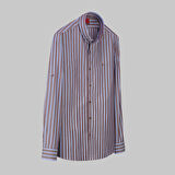 DREW ÇİZGİLİ KAHVERENGİ GÖMLEK