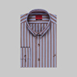 DREW ÇİZGİLİ KAHVERENGİ GÖMLEK