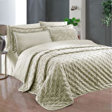 Sarev Metis Jacquard Stripe Çift Kişilik Bej Yatak Örtüsü Ve Nevresim Takımı