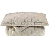 Sarev Metis Jacquard Stripe Çift Kişilik Bej Yatak Örtüsü Ve Nevresim Takımı