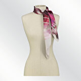 DESENLİ GEOMETRİK TWİLL BORDO İPEK EŞARP