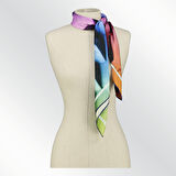 GEOMETRİK DESENLİ TWİLL LİLA İPEK EŞARP