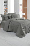 Sarev Monochrome Gray %100 Pamuk Saten King Size Nevresim Takımı