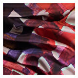 DESENLİ GEOMETRİK BORDO TWİLL İPEK EŞARP