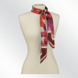 DESENLİ GEOMETRİK BORDO TWİLL İPEK EŞARP