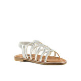 Kadın Taşlı Düz Sandalet [060137] GÜMÜŞ, 40