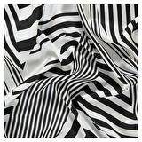 GEOMETRİK DESEN TWILL SİYAH İPEK EŞARP