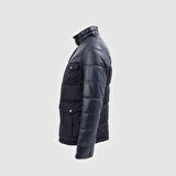 Erkek Şişme Deri Mont [810017] LACİVERT, 3XL