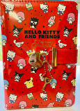 Victoria's Journals Vj Kuromi Hello Kitty- Kuromi My Melodi ve Arkadaşları Kalp Kilitli anahtarlıklı Günlük