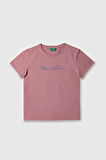 Kız Çocuk Bnt Yazı Logolu T-Shirt - Gül Kurusu | 6-7