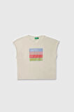 United Colors of Benetton Kız Çocuk T shirt Beyaz BNT-G21766
