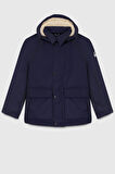 Erkek Çocuk Lacivert Renk Çıkarılabilir Kapüşonlu Kaban