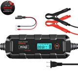 Mioji Mio 6000 6A 6V ve 12V Araba Şarj, Akü Bakım, Damlama Şarj Cihazı ve Motosiklet, ATV, Lityum ve Derin Döngülü Aküler için Kükürt Giderici Akıllı Araç Akü Şarj Cihazı