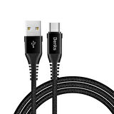 Benks D26 Type-C USB Kablo 3A Hızlı Şarj Kablosu 120 cm Kumaş Örgü
