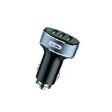 Go Des GD-CC206 3 Usbli Led Işıklı Metal Araç Şarj Başlığı 3.6A