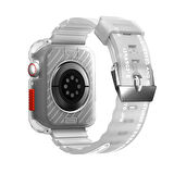 Watch 7 45mm Kordon SkinArma Kurono Sert PC Kasa Koruyucu ve Shokku Silikon Strap Kayış Beyaz