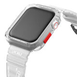 Watch 7 45mm Kordon SkinArma Kurono Sert PC Kasa Koruyucu ve Shokku Silikon Strap Kayış Beyaz