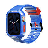 Watch 7 45mm Kordon SkinArma Saido Sert PC Kasa Koruyuculu Silikon Strap Kayış Mavi