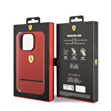 iPhone 14 Pro Max Uyumlu Kılıf Ferrari Deri Delikli Ve Çizgili Dizayn Kapak