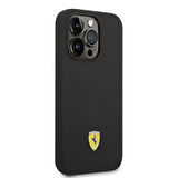 iPhone 14 Pro Max Uyumlu Kılıf Ferrari Magsafe Şarj Özellikli Silikon Metal Logo Dizayn Kapak