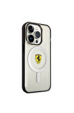 Apple iPhone 14 Pro Uyumlu Kılıf Ferrari Magsafe Şarj Özellikli Transparan Dizayn Kapak