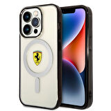 iPhone 14 Pro Max Uyumlu Kılıf Ferrari Magsafe Şarj Özellikli Transparan Dizayn Kapak