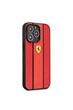 Apple iPhone 14 Pro Uyumlu Kılıf Ferrari PU Deri Ve Karbon Dizayn Kapak