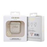 Airpods Uyumlu Kılıf GUESS Glitter 4G Charm Exclusive Tasarım