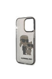 Apple iPhone 14 Pro Max Uyumlu Kılıf Karl Lagerfeld Transparan Simli K&C Dizayn Kapak Siyah