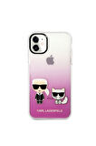 Apple iPhone 11 Uyumlu Kılıf Karl Lagerfeld Sert TPU K&C Dizayn Kapak Pembe