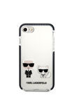 Apple iPhone SE 2020 Uyumlu Kılıf Karl Lagerfeld Kenarları Siyah Silikon K&C Dizayn Kapak Beyaz