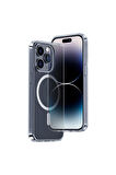 iPhone 14 Pro Uyumlu Kılıf Wireless Şarj Destekli Benks Yeni Magnetik Crystal Şeffaf PC Kapak