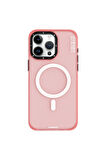 iPhone 15 Pro Max Uyumlu Kılıf Magsafe Şarj Özellikli Youngkit Colored Sand Serisi Kapak Pembe