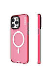 iPhone 15 Pro Max Uyumlu Kılıf Magsafe Şarj Özellikli Youngkit Crystal Color Serisi Kapak Pembe