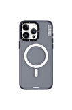 YoungKit iPhone 15 Pro Uyumlu Kılıf Magsafe Şarj Özellikli Youngkit Colored Sand Serisi Kapak Siyah