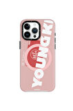 YoungKit iPhone 15 Pro Uyumlu Kılıf Magsafe Şarj Özellikli Youngkit Binfen Serisi Yazı Temalı Kapak Pembe