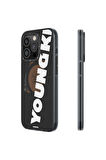 YoungKit iPhone 15 Pro Max Uyumlu Kılıf Magsafe Şarj Özellikli Youngkit Binfen Serisi Yazı Temalı Kapak Siyah