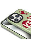 YoungKit iPhone 15 Pro Uyumlu Kılıf Magsafe Şarj Özellikli Youngkit Happy Hearth Serisi Kapak Su Yeşili