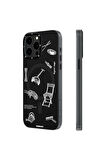 YoungKit iPhone 14 Pro Max Uyumlu Kılıf Magsafe Şarj Özellikli Desenli Youngkit Plaything Serisi Kapak Siyah