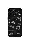 YoungKit iPhone 14 Pro Max Uyumlu Kılıf Magsafe Şarj Özellikli Desenli Youngkit Plaything Serisi Kapak Siyah
