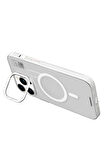 YoungKit iPhone 15 Pro Max Uyumlu Kılıf Magsafe Şarj Özellik Standlı Youngkit Hermit Bracket Seri Kapak Beyaz