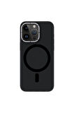 YoungKit iPhone 15 Pro Uyumlu Kılıf Magsafe Şarj Özellikli Youngkit Hidden Sand Serisi Kapak Siyah