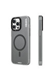 YoungKit iPhone 15 Pro Uyumlu Kılıf Magsafe Şarj Özellikli Youngkit Hidden Sand Serisi Kapak Gri