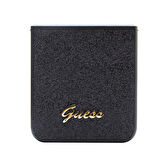 Galaxy Z Flip 5 Uyumlu Kılıf Guess Orjinal Lisanslı Yazı Logolu Glitter Script Kapak Siyah